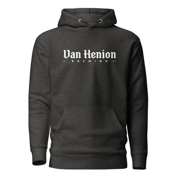 Buy charcoal-heather Premium Cotton Hoodie | White Lettering Initial Back