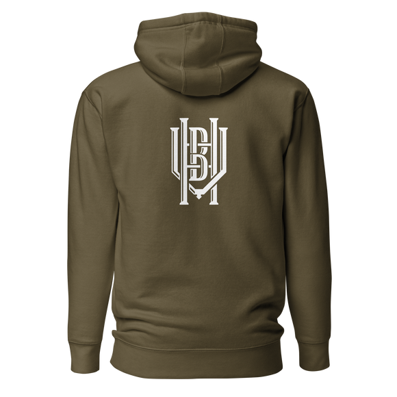 Premium Cotton Hoodie | White Lettering Initial Back