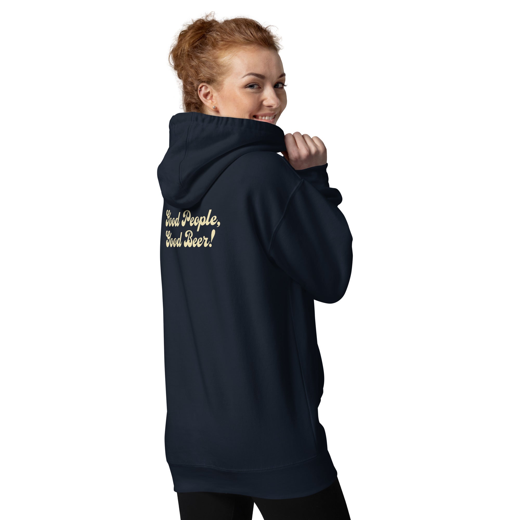 Premium Cotton Hoodie | Round "Good People Good Beer"