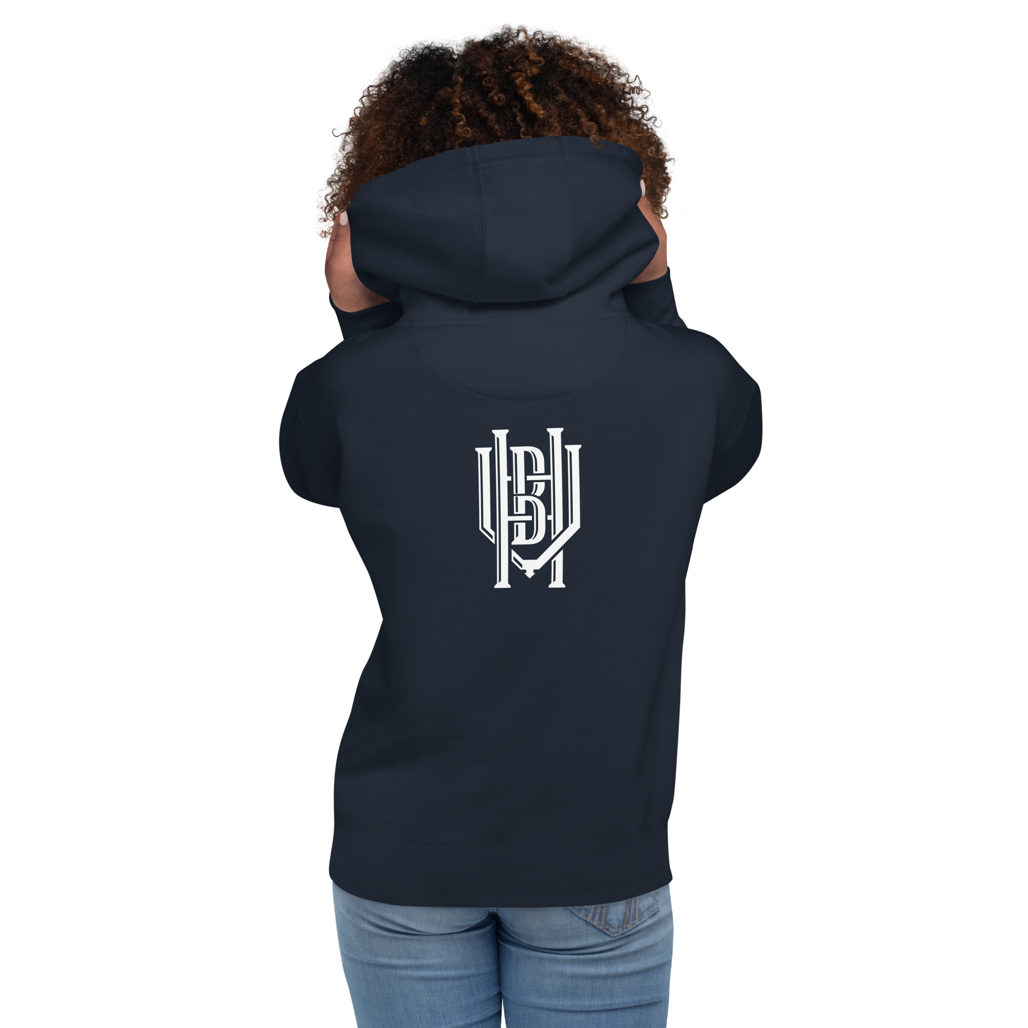 Premium Cotton Hoodie | White Lettering Initial Back