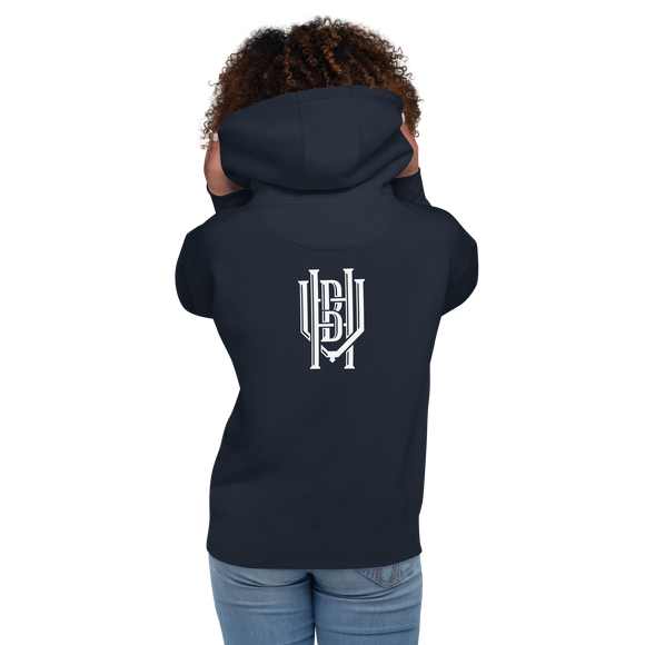 Premium Cotton Hoodie | White Lettering Initial Back