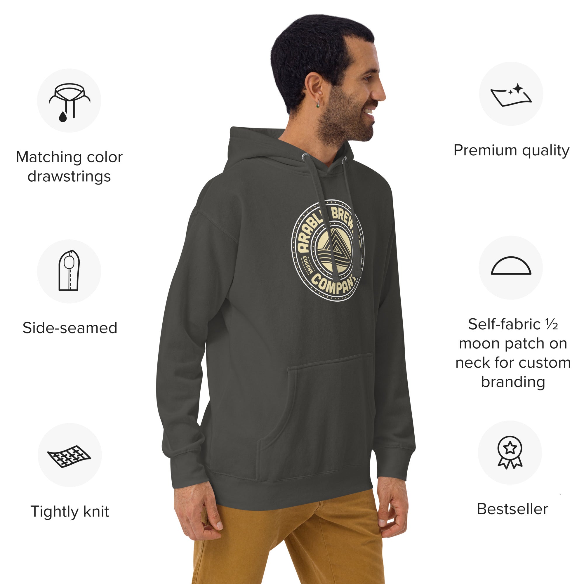 Premium Cotton Hoodie | Round "Good People Good Beer"
