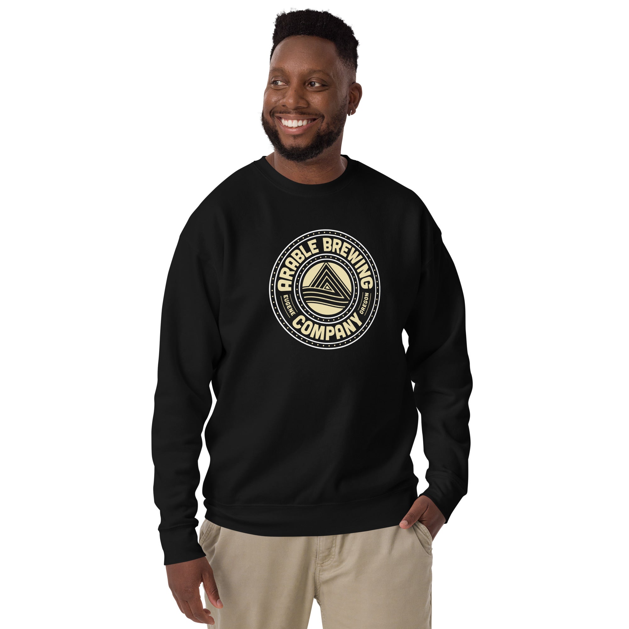 Cotton Crewneck Sweatshirt | Round Black "Good People Good Beer"