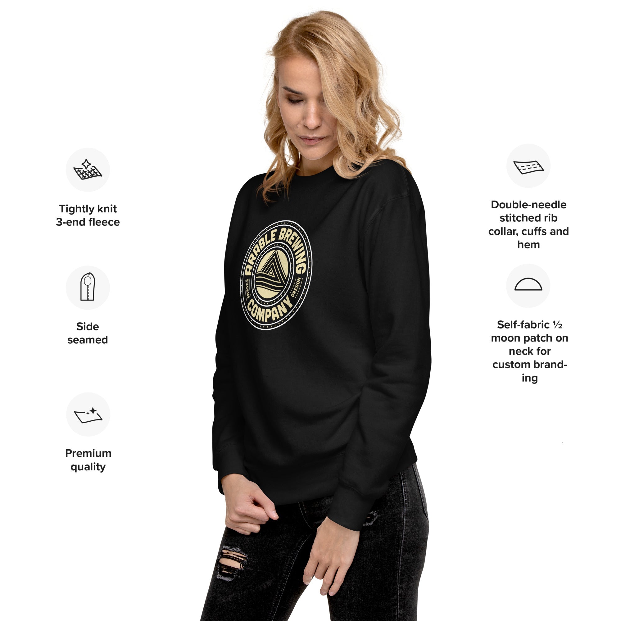 Cotton Crewneck Sweatshirt | Round Black "Good People Good Beer"