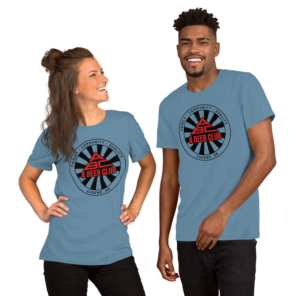 Unisex Staple T-Shirt | Black and Red Sunburst | Bout It Merch