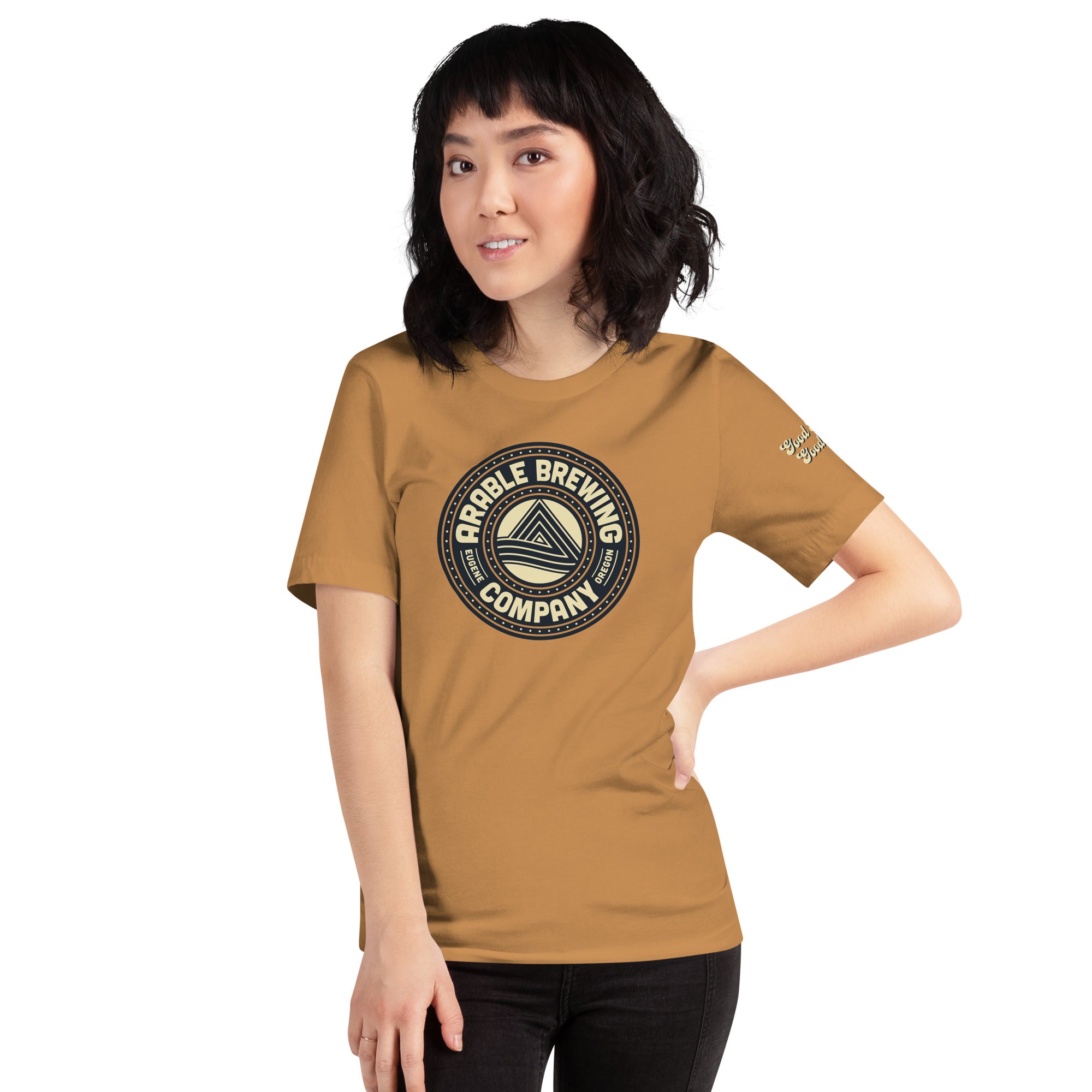Cotton T-shirt | Round | "Good People Good Beer" on Sleeve