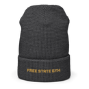 Waffle Beanie | Embroidered | Old Gold Lettering-1