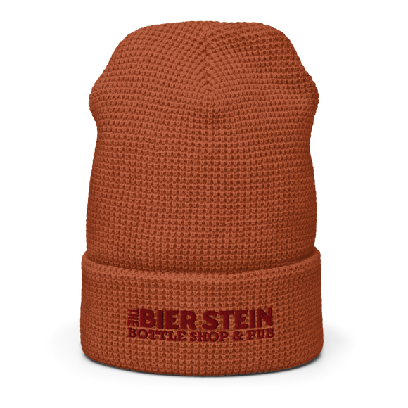 Waffle Beanie | Embroidered | Maroon Lettering