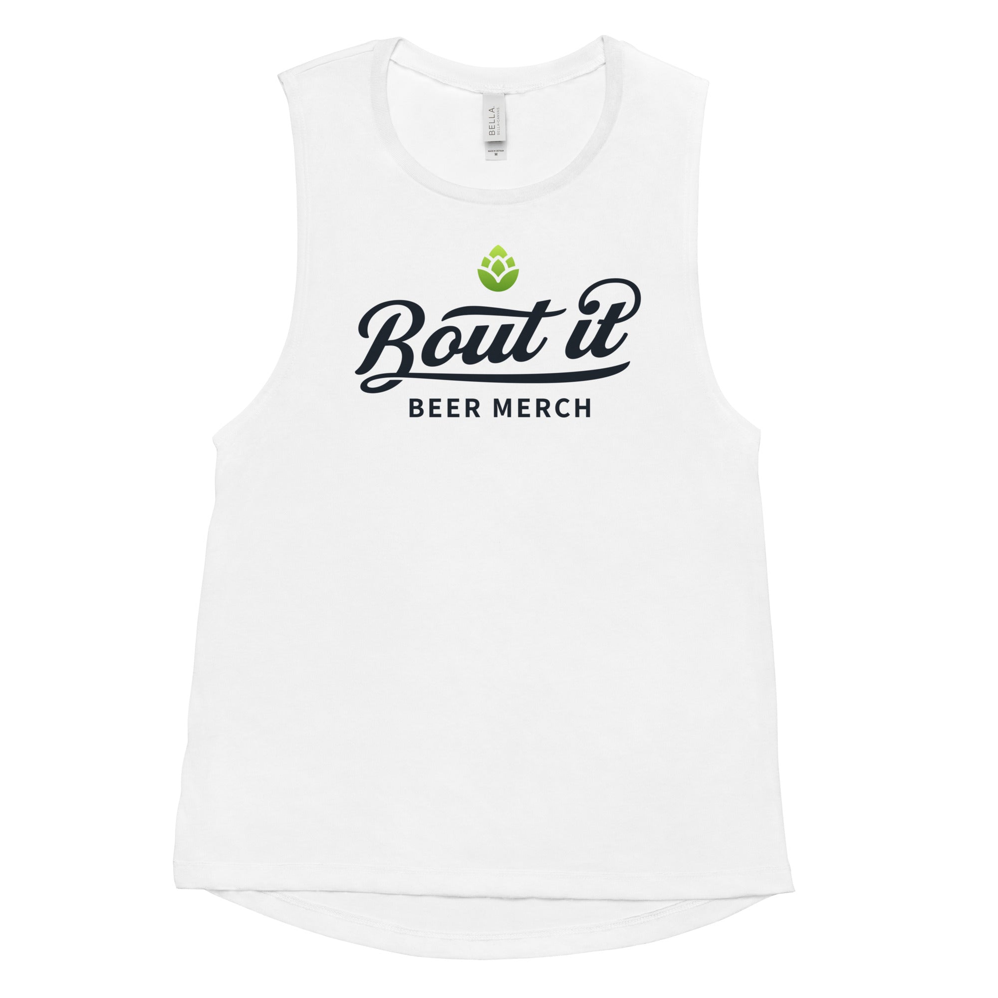 Buy white Women’s Muscle Tank Top | Dark logo