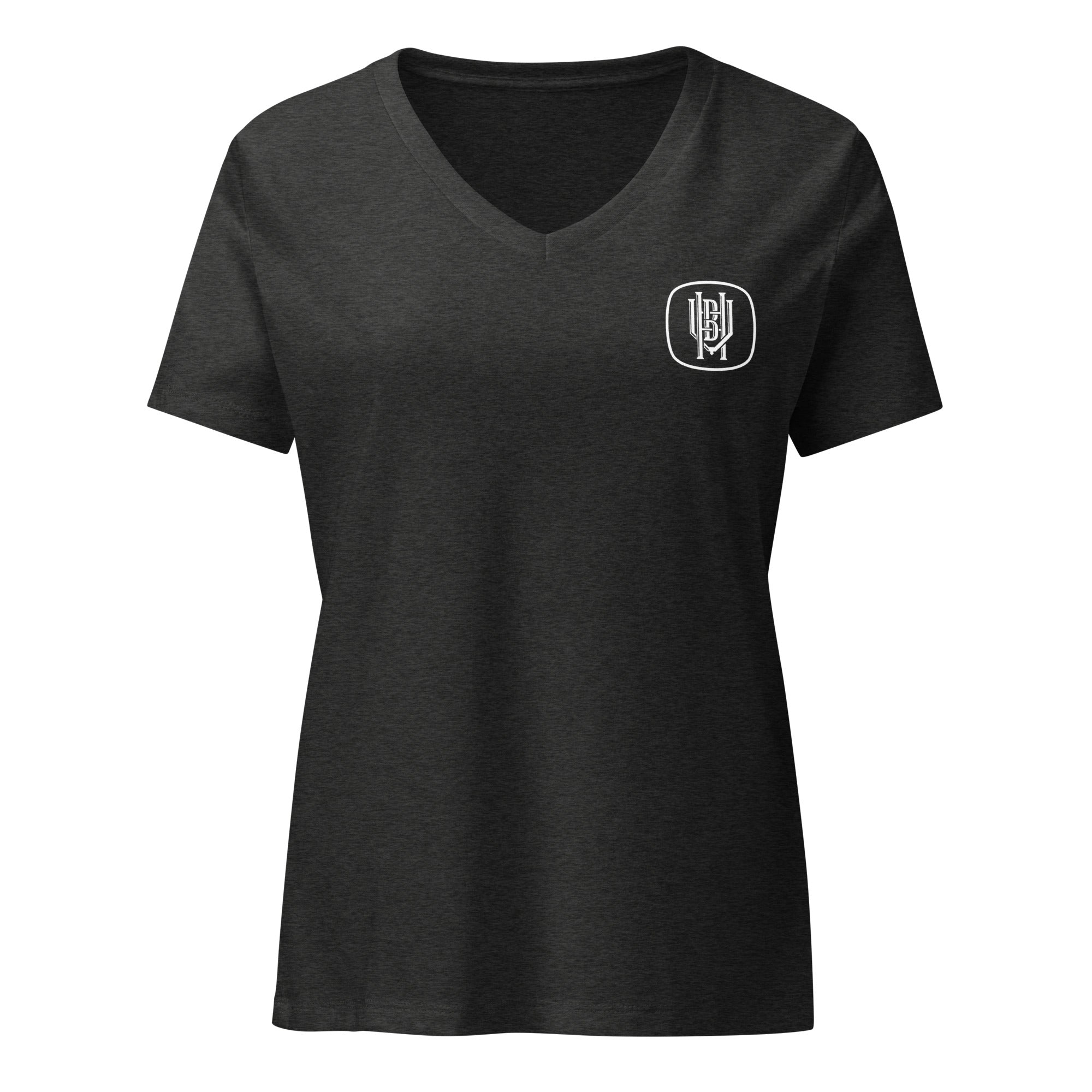 Women's V-Neck T Shirt | White Back Logo | Bout It Merch