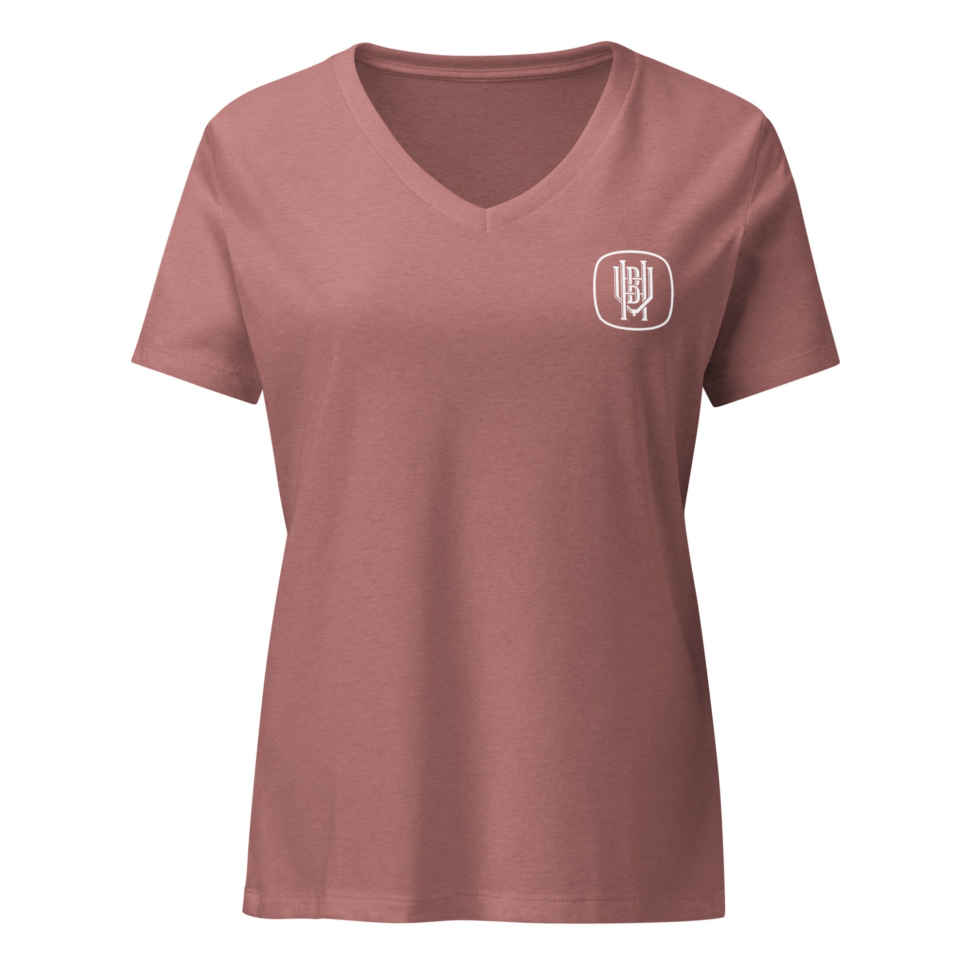 Women's V-Neck T Shirt | White Back Logo | Bout It Merch
