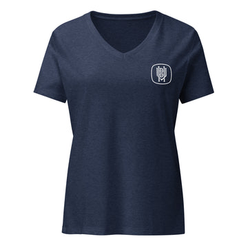 Women's V-Neck T Shirt | White Back Logo | Bout It Merch