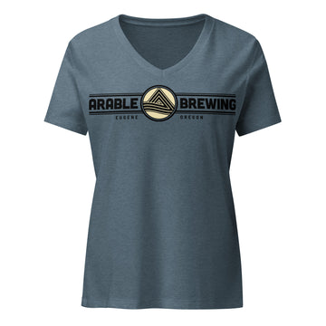 Buy heather-slate Women’s Relaxed V-Neck T-shirt | Horizontal "DFUB!"
