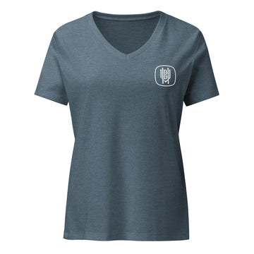 Women's V-Neck T Shirt | White Back Logo | Bout It Merch