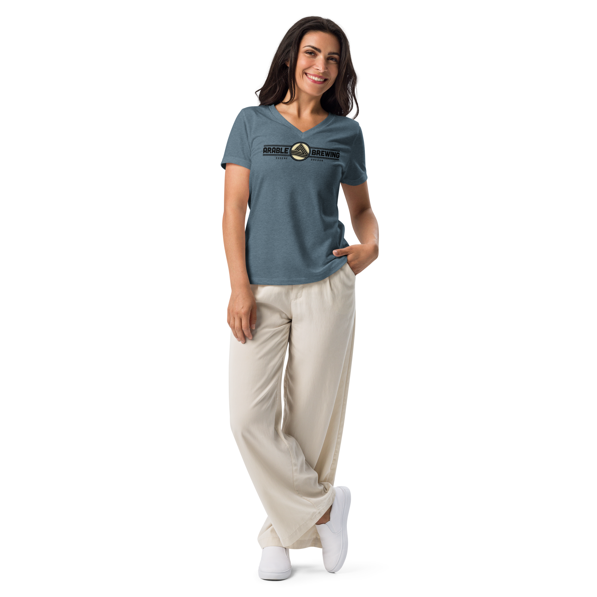 Women’s Relaxed V-Neck T-shirt | Horizontal "Don't F*ck Up Beer!"