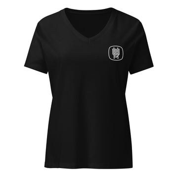 Women's V-Neck T Shirt | White Back Logo | Bout It Merch